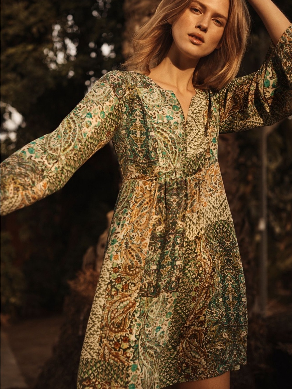Anthropologie ($188.00-NWT) 100% Silk Green Paisley Dress